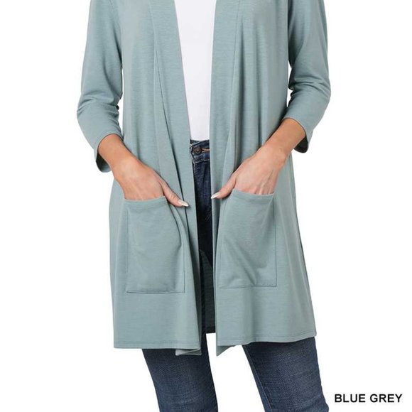 Zenana Outfitters Women's Cardigan - Light Blue - Picture 2 of 3
